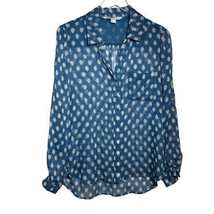 DIANE VON FURSTENBERG DVF 100% silk blue Lorelei Blouse Size 4 long sleeve